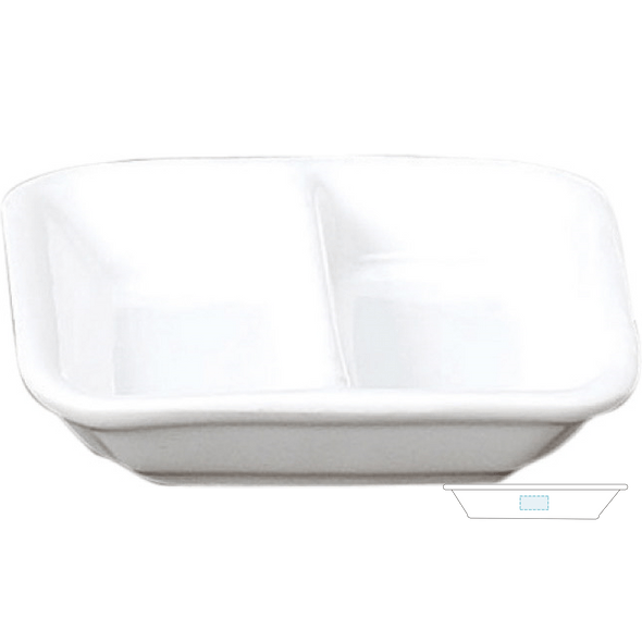 Recipientes Retangulares c/ 2 Compartimentos Branco Porcelana